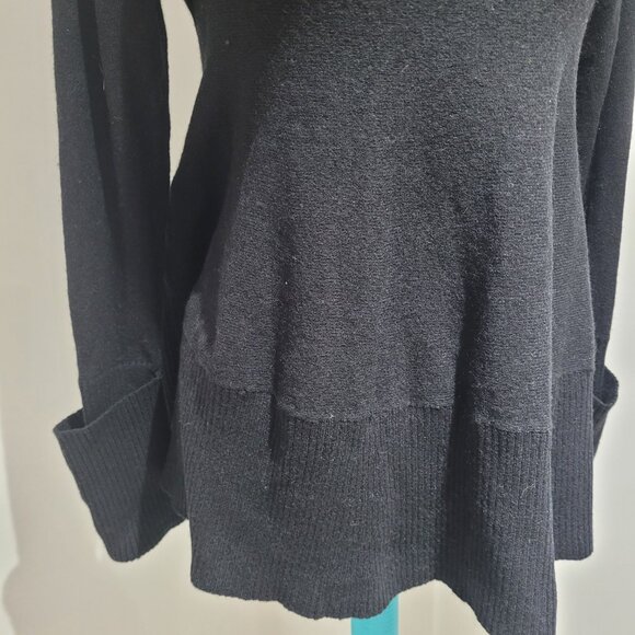 COS Long Sleeve Wool Blend Gathered Back Belted Peplum Sweater Size XS Black - Picture 5 of 12